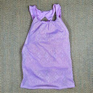 Riding Sport Lavender Lace Overlay Tank Top Built-in Shelf Bra